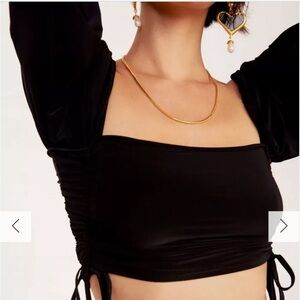 Nasty Gal Ruche Slinky Cropped Top with Square Neckline